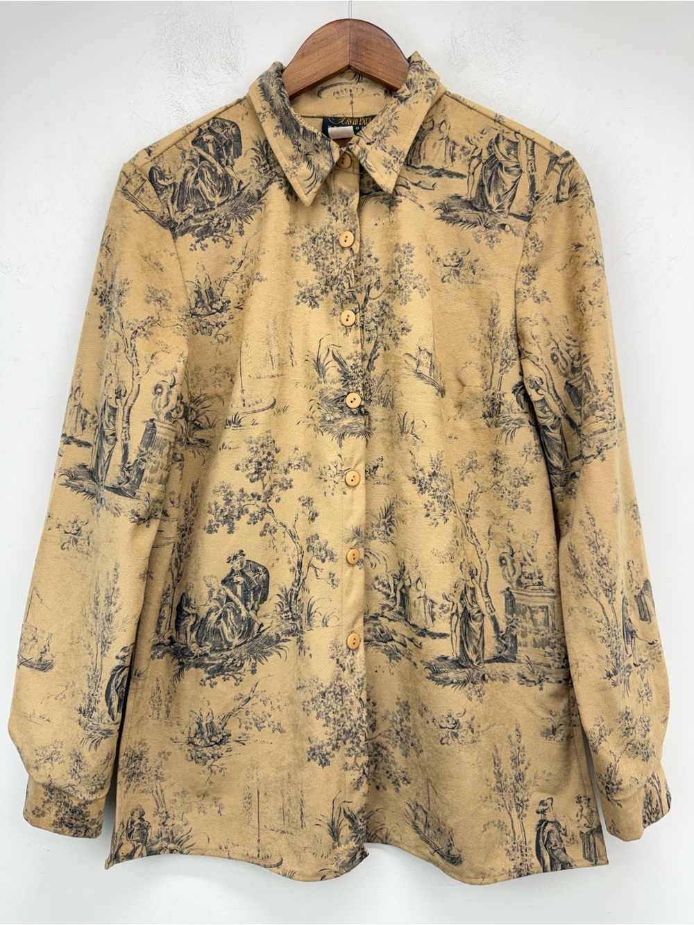Vintage David Paul New York size Large Women’s Tan Black Button Up Shirt